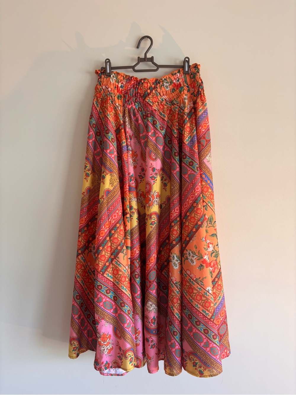Calypso St. Barth Orange Pink Yellow Patterned A-Line Maxi Skirt